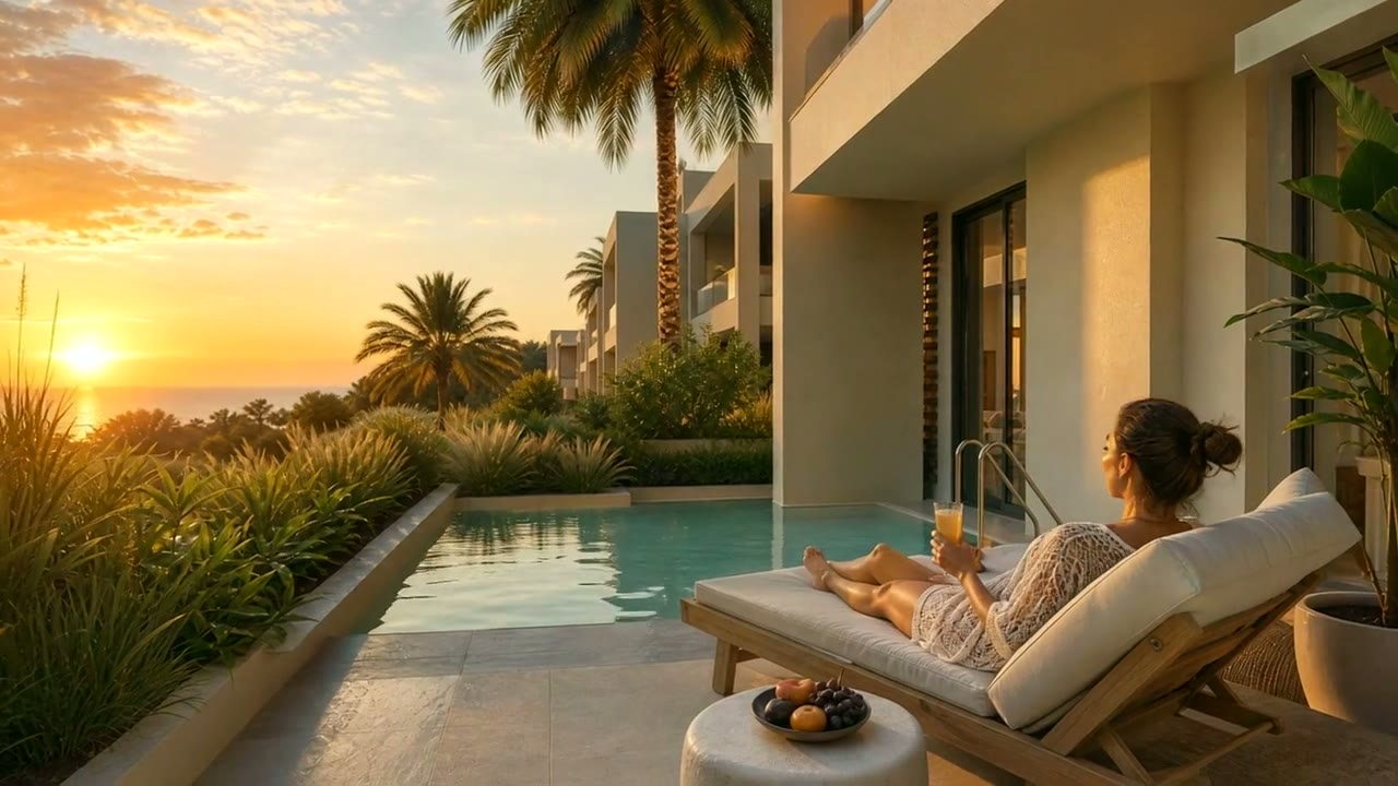 The residence at sunset